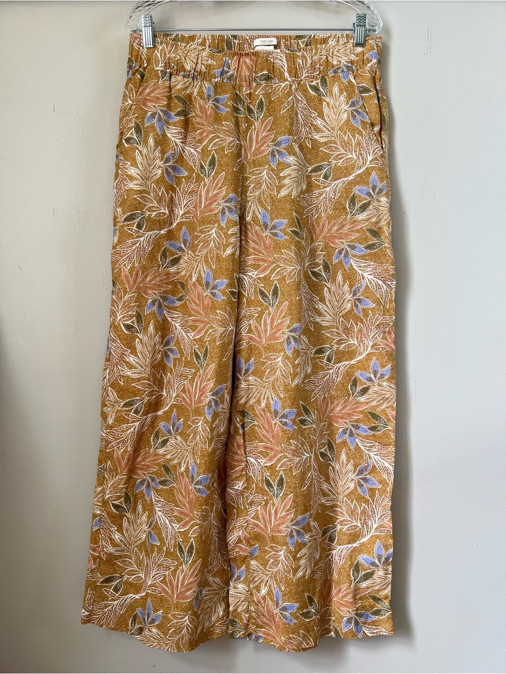 Cynthia Rowley Linen Floral Wide Leg Ankle Pants Mustard Floral Size L - Picture 3 of 14